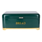 KitchenCraft Steel Bread Bin Green Kitchen Food Storage with Lid Retro