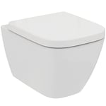 Ideal Standard T542201 Pack WC Ideal Standard i.life S avec chasse d'eau murale compacte sans rebord (RimLS+) avec abattant Wrapover Softclose (système d'abaissement automatique) Blanc