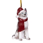 Design Toscano Chien de Sibérie Husky Décorations d'Arbre de Noël Ornement Décorations de Noël, 8 cm, polyrésine, palette complète de couleur