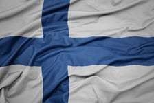 Waving colorful national flag of finland