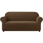 subrtex 1-Pièce Housse de Canapé Extensible Housse de Fauteuil avec Accoudoir Élastique Canapé Protection(3 Places,Café)