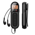 Radio FM de poche portable personnelle,radio baladeur à transistor aste avec meilleur clip de ceinture de réception pour la randonnée et la marche - Type Black