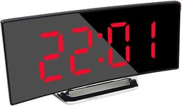 Digital Alarm Clock LED, 7" Curved Screen, USB Charger, Snooze, 2 Brightness Lev