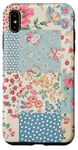 iPhone XS Max Blue & Pink Aesthetic Vintage Wildflower & Polka Dot Pattern Case