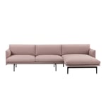 Muuto - Outline Sofa Chaise Longue Right / Black Base Fjord 551 - Soffor - Anderssen & Voll