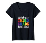 Womens Watch Out Third Grade Here I Come kids Back To School V-Neck T-Shirt