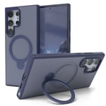 Cover for Samsung Galaxy S24 Ultra with Magsafe Rotating Ring Stand Blue