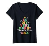 Womens In My Very Merry Obstacle Racer Era Christmas Groovy Retro V-Neck T-Shirt