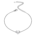 ChicSilver Bracelets Chaîne Femme Argent avec Charm Coeur Gravé Initiale Q-Bijoux Femmes-Gourmette Ajustable 16 à 21 cm-Cadeau Femme pour Anniversaire de Maman Fille