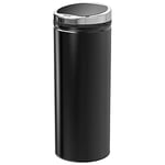 HOMCOM 50L Sensor Bin for Kitchen Waste Automatic Dustbin Motion Detection Dustbin Stainless Steel Rubbish Can with Bucket, Black