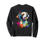 Artistic Colorful Jack Russell Terrier Headphones Dog Jacky Sweatshirt