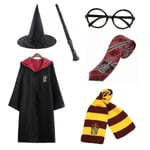 Harry Potter 6st Set Magic Wizard Fancy Dress Cape Cloak Costume_y red 155cm (11-12 years)