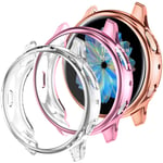 Dirrelo Compatible with Samsung Galaxy Watch Active 2 Screen Protector 40mm, 3 Pack Soft All-Around Anti-Scratch Bumper Protective TPU Case for Samsung Galaxy Watch Active 2, Clear+Rose Gold+Pink