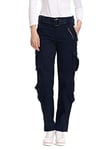 Aeslech Womens Cargo Work Combat Trousers Cotton Casual Tactical Pants Ladies Travel Navy US 16 - UK 18