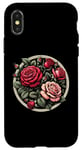 Coque pour iPhone X/XS Rose florale botanique, style bohème minimaliste, roses d'amour