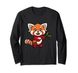 Adorable Red Panda Holding Bamboo Cute Art Long Sleeve T-Shirt