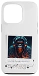 Coque pour iPhone 13 Pro DJ rave à capuche gorille avec casque gamer professionnel