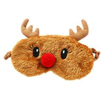 Ulife Mall Christmas Rudolph Reindeer Eye Mask for Sleeping Soft Fluffy Blindfold Sleep Mask Deer Antler Novelty Breathable Eye Cover for Kids Girls Boys Women Night Nap Travel Meditation - Brown