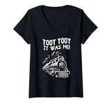 Womens Train Toot Toot It Was Me! - Funny Locomotive Railroad Boys V-Neck T-Shirt