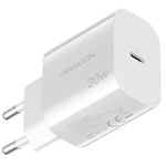 deleyCON Chargeur USB C (Chargeur Rapide) Adaptateur Secteur USB-C pour iPhone 16, 15, Pro, Pro Max, iPad, AirPods 4, Airpods Max, Watch, Galaxy S24/S23, Pixel, Téléphone Portable, PD 3.0 - Blanc