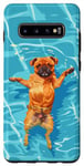 Coque pour Galaxy S10+ Griffon de Bruxelles amusant dans l'eau de la piscine pour nager chien mignon maman papa