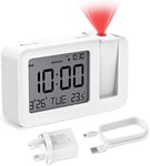 CHEREEKI Projection Alarm Clock, Digital Projector Clock Mains Powered Bedside 