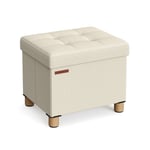 Rootz Storage Ottoman - Fotstöd - Stoppad pall - MDF-tyg - 25D-skum - 32cm x 40cm x 33,5cm - Krämvit