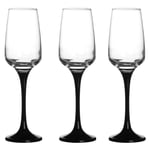 Set of 3 x 230ml Black Stem Champagne Sparkling Wine Prosecco Glasses Cocktail