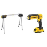 Dewalt DWST1-75676 Folding Saw Horse, Silver/Black, Sawhorse (Pack of 2) & DCL050-XJ 18 V XR Handheld Yellow LED Area Light, Bare Unit, Multi