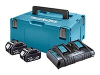 Makita Makpac 3 - Batterilader + Batteri 2 X - 4 Ah - 2 X Batterier Lader