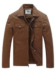 WenVen Homme Veste Militaire en Coton Veste d'Extérieur Veste Classique Manteau Zippé Randonnée Blouson Cargo Multipoches Veste Légère Casual Brun S