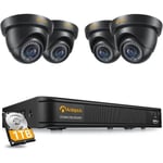 Anlapus 1080P 8CH 1080P H.265+ DVR et 1TB Disque Dur avec Camera de Surveillance Exterieure IP66 2MP, Alerte par Email et App