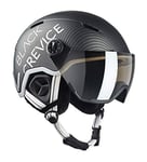 BLACK CREVICE Casque de ski Vail I Casque de ski avec visière en style pilote en différentes couleurs I Casque de ski hommes & femmes I en polycarbonate I Casque de ski respirant I Taille réglable (Large, mat noir carbone /blanc)