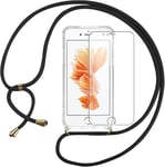 Étuis De Collier De Cordon Pour Apple Iphone 6 Iphone 6s 4,7"" Avec 1 Protecteur D'écran En Verre Trempé, Avec Sangle De Cordon Étui En Silicone Transparent Compatible Avec Iphone 6s, Or