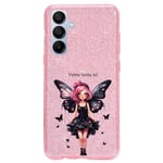 Coque pour Galaxy A15 4G et 5G paillettes rose fee black