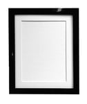 FRAMES BY POST 0.75 Inch Black Picture Photo Frame with White Mount 12 x 10 Image Size 10 x 8 Inch Plastic Glass, e Moun