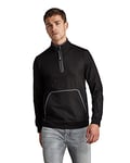 G-STAR RAW Men's Lightweight Half Zip Bound Sweatshirt, Black (dk black D19879-C790-6484), M