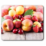 Computer Mouse Mat - Juicy Fruit Peach Cherry Strawberry Office Gift #15866