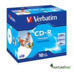 10 Verbatim Azo Printable CD-R 52x 700MB 80m Blank CD Discs 43327 in Jewel Case