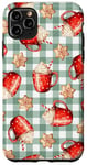 iPhone 11 Pro Max Cappuccino and Snowflake Cookies on Retro Mint Green Gingham Case