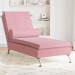 vidaXL Massageschäslong med bolster rosa sammet 379453