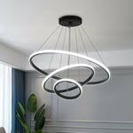 Goeco - Suspension Moderne Plafonnier led Lustre Aluminium led 76W en Forme de Cercle 3 Anneaux Lustre Suspendu Réglable Plafonnier Contemporain,