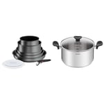 Tefal Faitout 24 cm (5 L) + couvercle verre, Induction, Acier inoxydable  haute qualité, Garantie 10 ans, Livre recette, Primary E3084604 :  : Cuisine et Maison