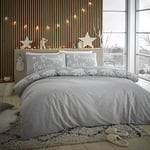 Catherine Lansfield Bedding Snuggle Polar Bears Double Duvet Cover Set with Pillowcases Stone Grey, Duvet Set, Double Duvet Set