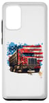 Coque pour Galaxy S20+ Camion conducteur patriotique drapeau USA rouge blanc et bleu camions fourgon