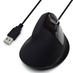 Ewent Souris Ergonomique Verticale USB-A Optique, Récepteur Ultra-Compact,Plug&Play,600/800/1200/1800 DPI ajustables,6 Contrôles,pour Droitier, PC,Ordinateur,Portable,Mac, Câble de 1,25 m de long,Noir