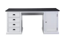 Hampton Skrivebord 170 cm med Oppbevaring 4 Skuffer + Skap - Hvit Mahogny/Svart Hvit,Svart Ocean Delight