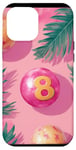 Coque pour iPhone 12 Pro Max Aquarelle rose tropical rétro Lucky Disco 8 Ball Pattern