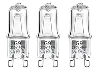 MSC 3 x 40w G9 Halogen Oven Bulbs Suitable for Oven, Salt Lamp, Lava Lamp, g9 Bulb. Dimmable and Compatible Oven Light Bulbs for Zanussi, AEG, Stoves Cooker Bulb etc Warm White 230V (3000k 3 pc 40w)