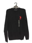 U.S. Polo Assn. Cable Knit Jumper Black Size Large DH011 QQ 09